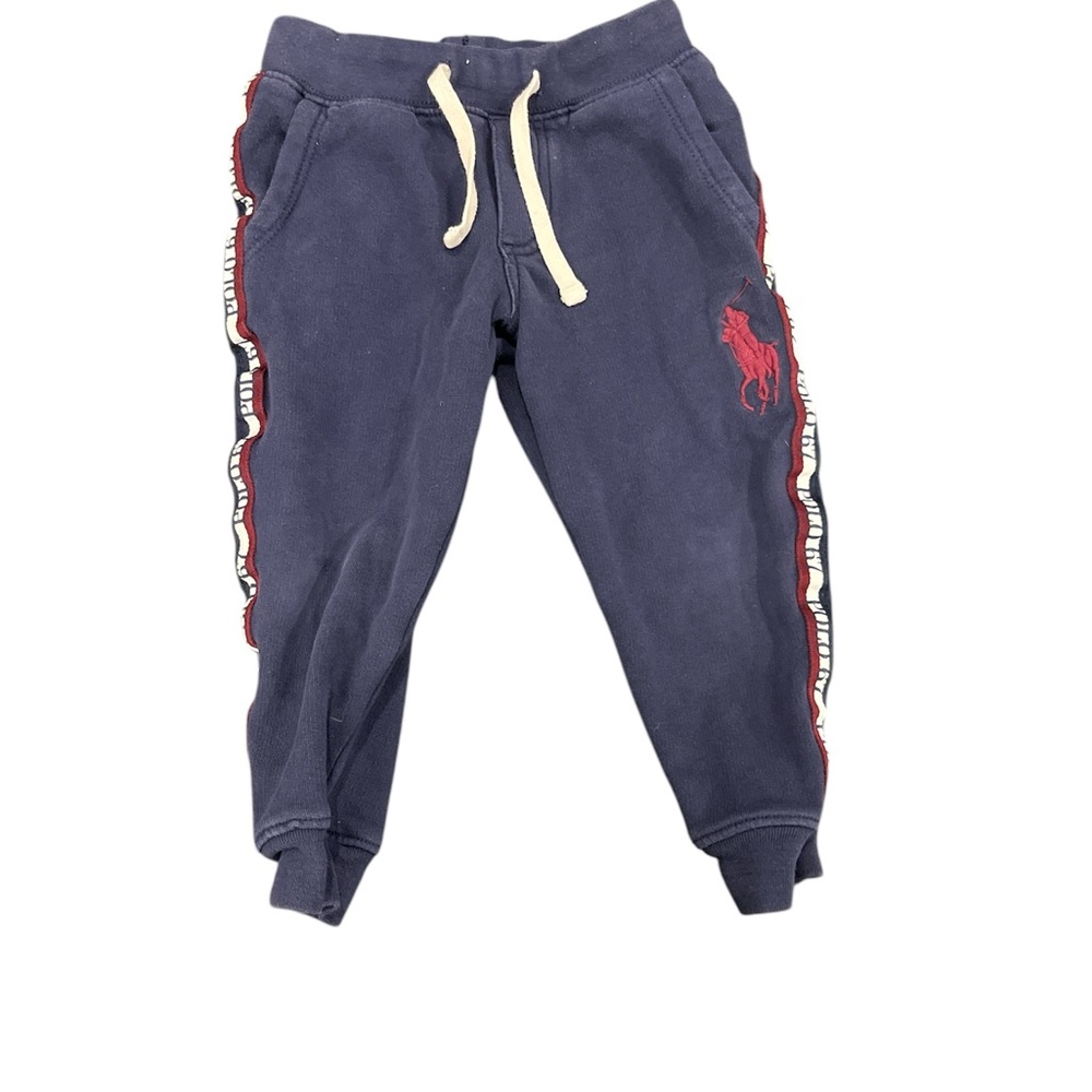 Polo Ralph Lauren Kids 3T Joggers Navy Stripe Sweatpants Pockets Pony EUC